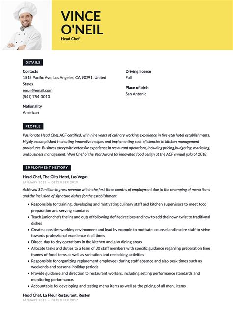 Free Sample Resume For Cooks Good Resume Examples