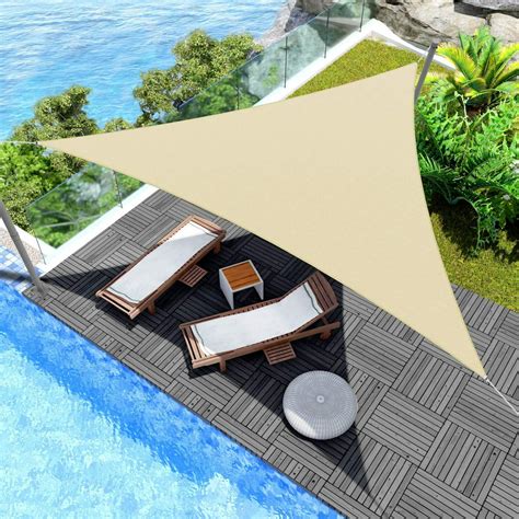 12 X 12 X 12 Sun Shade Sail Uv Block Fabric Canopy In Beige Sand Triangle For Patio Garden
