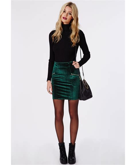 Green Velvet Skirt Fetish Latex