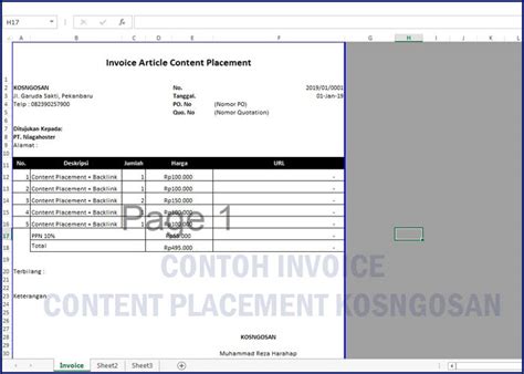 Bagi kita yang hidup di era yang serba canggih ini. Contoh Pembuatan Invoice Article Content Placement Blog ...