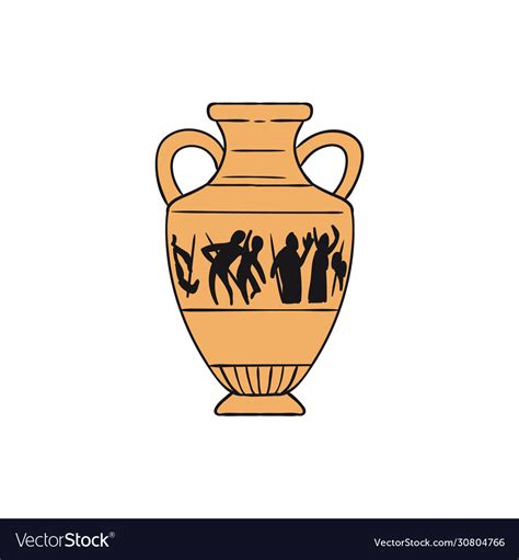 Isolated Yellow Ancient Greek Pottery Vase Vector Image