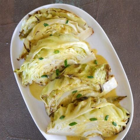 Drain well and cut into six wedges. Roasted Cabbage Wedges with Mustard Butter Sauce - low ...