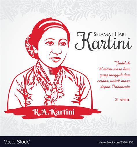 Selamat Hari Kartini Translation Happy Kartini Vector Image