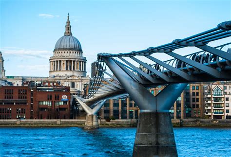 Millennium Bridge Over The Thames In London England Millennium