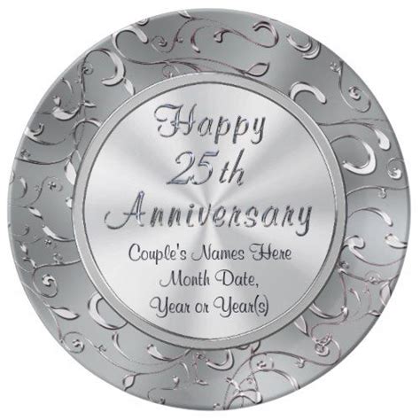 Personalized 25th Anniversary Plate Porcelain Dinner Plate Happy 25th