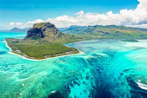 Aerial View Of Le Morne Brabant Mountain Mauritius Island Africa