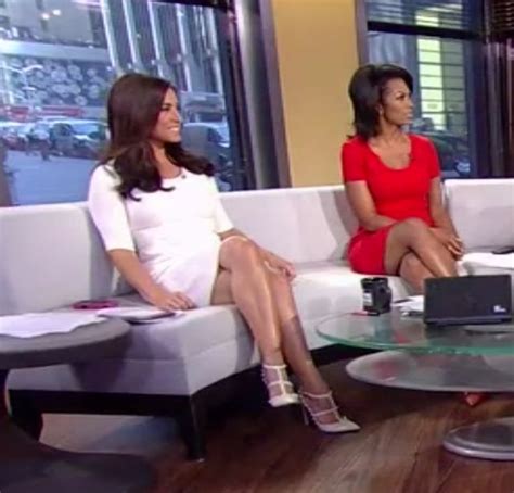 Andrea Tantaros Crossed Legs In A White Dress And Strappy High Heels