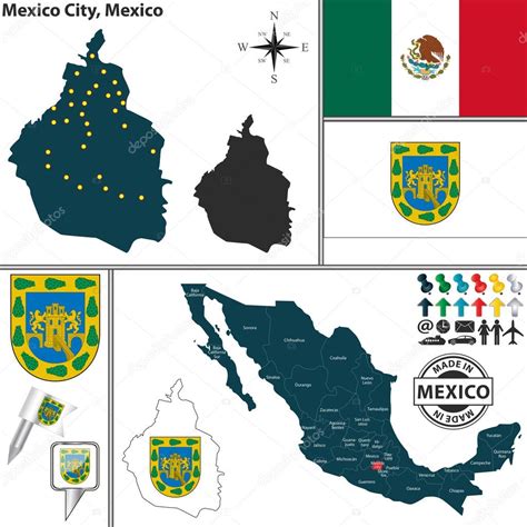 Vector Mexico City Map Map Of Mexico City Mexico — Stock Vector