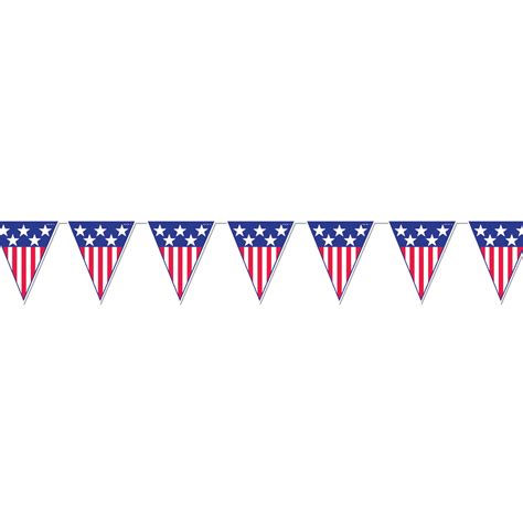 12 Patriotic Banner With 12 American Flag Pennants