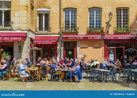 Street And Cafe Scene In Old Lyon Editorial Photo Image Of Cityscape