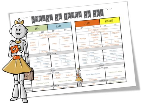 « au temps pour moi ! Emploi du temps CP CE1 année scolaire 2018-2019 | Bout de ...