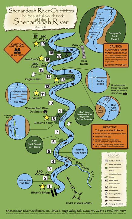 Map Of South Fork Shenandoah Riverluray Virginia Shenandoah Valley
