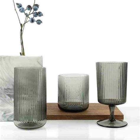 grey solid color embossed drinking glass set wholesale raylon
