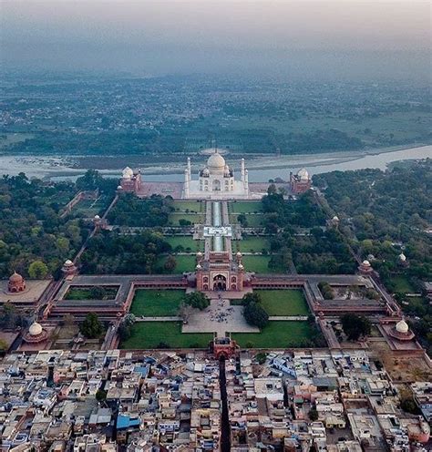 Agra Uttar Pardesh Aerial View Taj Mahal Stunning View