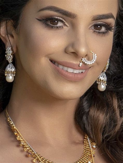 Feather Diamond Hoop Nose Ring Indian Diamond Jeweler Diamond Nose Ring Diamond Earrings