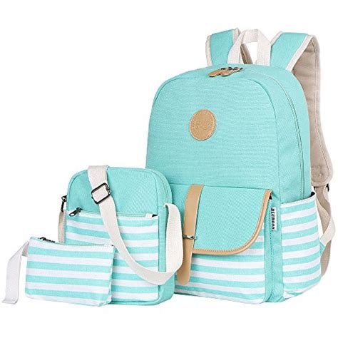 Bluboon Teens Canvas Backpack Girls School Bags Set Bookbags