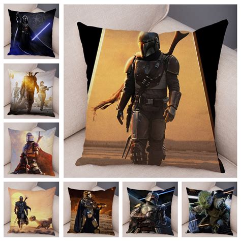Super Soft Plush Mandalorian Pillow Case Star Wars Cushion Covers For