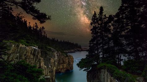 Milky Way Over The Ravens Nest At Acadia National Park Maine Usa