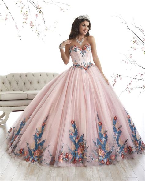 Floral Appliqued A Line Quinceanera Dress By House Of Wu 26869