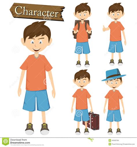 Boy Character Set Vector Illustration Stock Vector Image