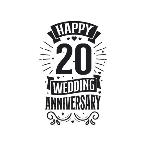 20 Years Anniversary Celebration Typography Design Happy 20th Wedding