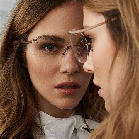 anna steel offering an exposed screw design these rimless glasses