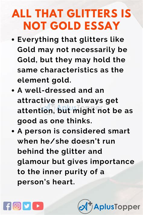 🌷 Speech On Proverb All That Glitters Is Not Gold Essay Paragraph Or