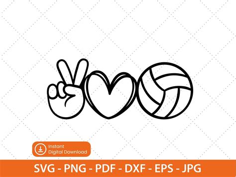Peace Love Volleyball Svg Png Pdf Instant Download Volleyball Etsy