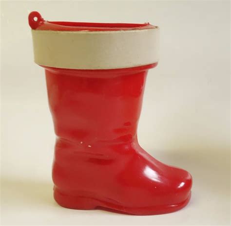 Rosbro Vintage Christmas Santa Claus Boot CANDY CONTAINER Hard Plastic Styrene Vintage