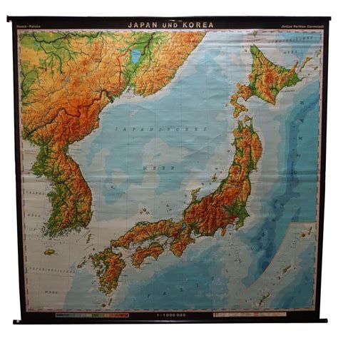 Vintage Rollable Map Asia Japan Korea Wall Chart Poster Countrycore