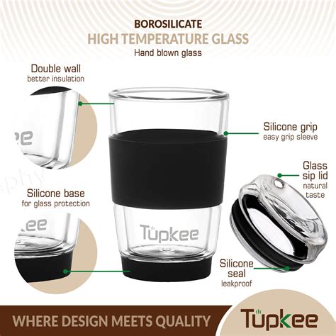 double wall glass tumbler 8 ounce all glass reusable insulated tea tupkee