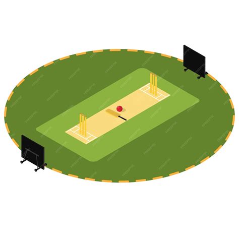 Premium Vector Cricket Ground Illustration With Pitch