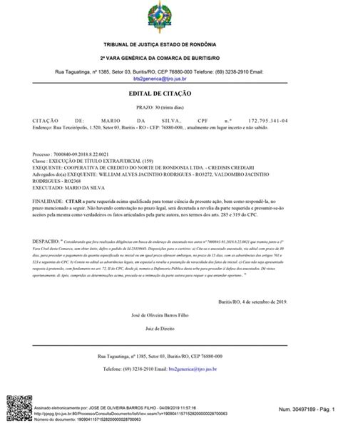 Edital De CitaÇÃo Prazo De 30 Dias Ariquemes Agora A Notícia No