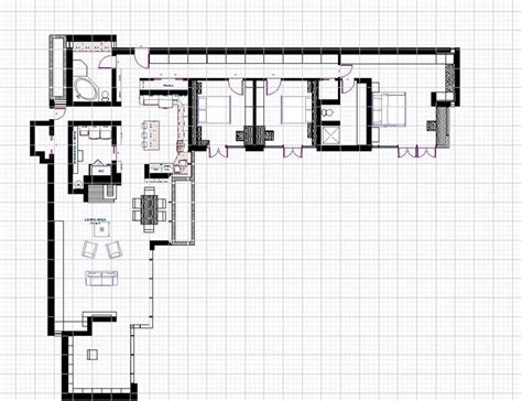 A Drawing Of A Kitchen And Living Room In The Floor Plan For A Small