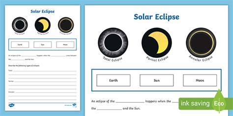 Solar Eclipse Worksheet Teacher Made