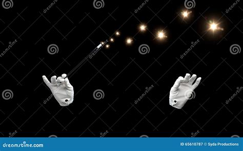 Magician Hands With Magic Wand Showing Trick Stock Image Image Of