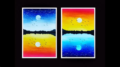 Day And Night Scenery Painting For Beginners Step By Step Scenery