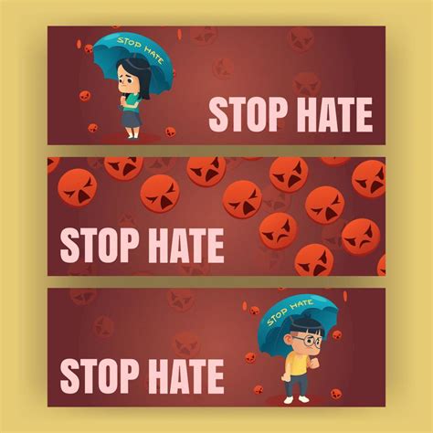 Stop Hate Cartoon Banners Support Asian Community 13834705 Vector Art