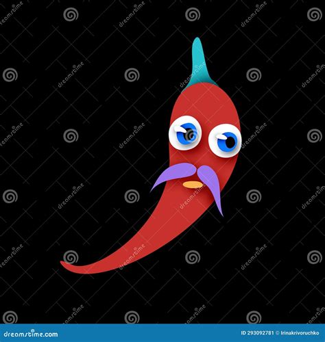 Cute Mexican Chili Pepper with Moustache Stock Vector - Illustration of