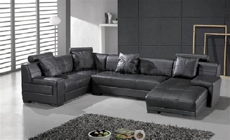Rated 4.15 out of 5 stars. Black Leather Modern Sectional Sofa w/Adjustable Headrest