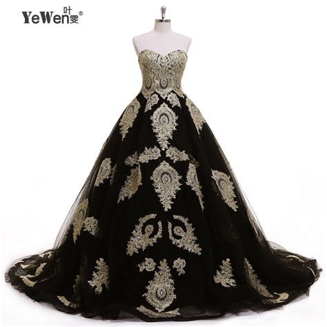 Aristocratic Style Gold Black Sweetheart Formal Dress