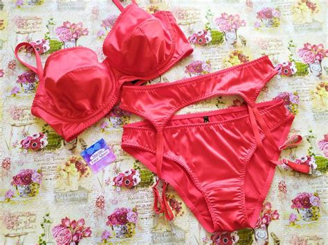 Red Satin Lingerie Set Sexy Panties Bikini Garter Belt Etsy