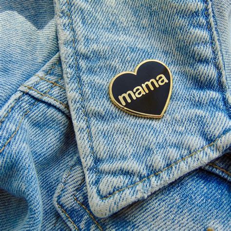 enamel pin mama hood funny greeting card heart badge love etsy