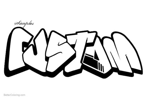 Graffiti Coloring Pages Line Drawing Letters Custom Free Printable