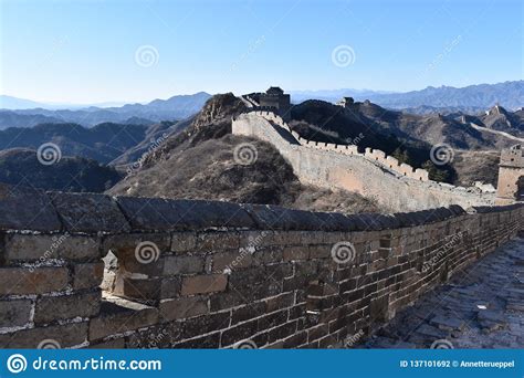 Panorama Of The Great Wall In Jinshanling In Winter Near Beijing In