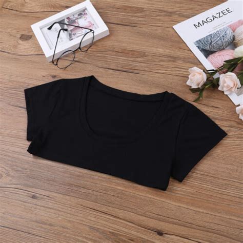 Sexy Women No Bra Cotton Letter Short Sleeve Crop Top T Shirt Summer