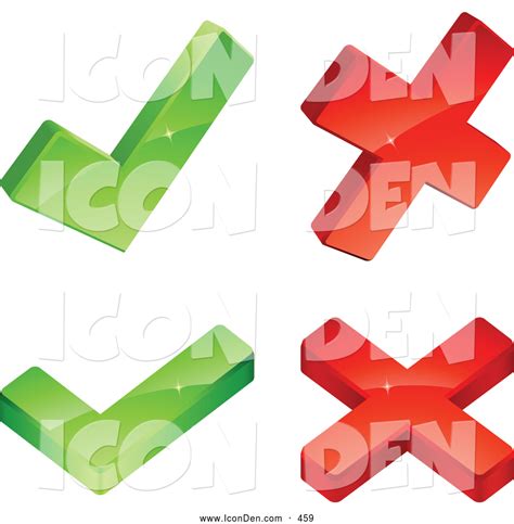 Clip Art of a Pair of Green Check Marks and Two Red X Marks, on a White Background by beboy - #459