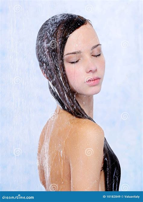 Young Beautiful Woman Relaxing Taking A Shower Stock Image Image Of Beautiful Relaxation
