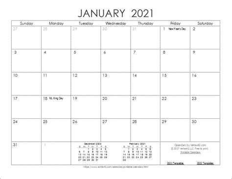 January 2021 sunday monday tuesday wednesday thursday friday saturday 27 28 29 30 31 1 new year's day 2 3 4 5 6 epiphany 7 8 9 10 11 12 13 14 15 16 17 18 Pdf Calendar Template 2021 Monthly and Yearly | Free ...
