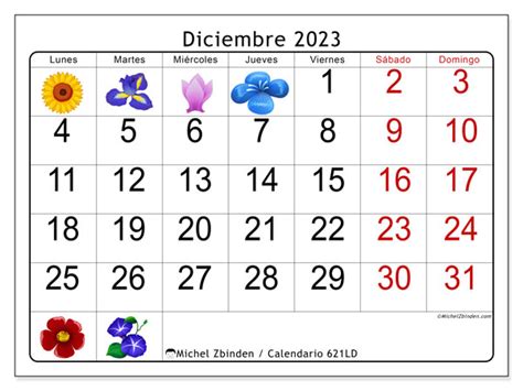 Calendario Diciembre De 2023 Para Imprimir 621LD Michel Zbinden ES